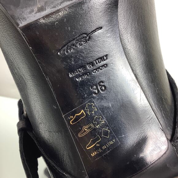 Vicini Tapeet Lug-Sole pull on knee high block heels leather boots SZ 36 EUC - Picture 6 of 12